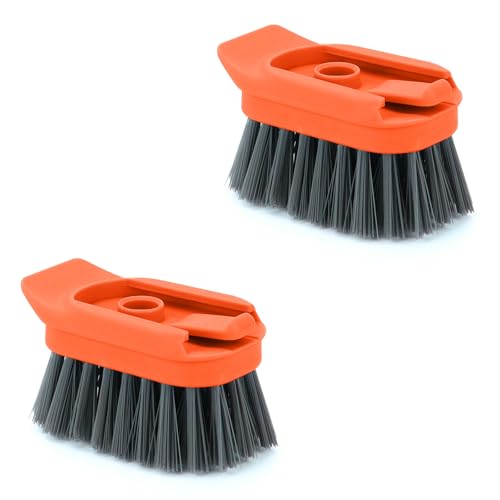 DAPOWER Dish Brush Refill Head, Replaceable Nylon Bristles Brush Heads - 2 Pack (Orange) - color: Orange