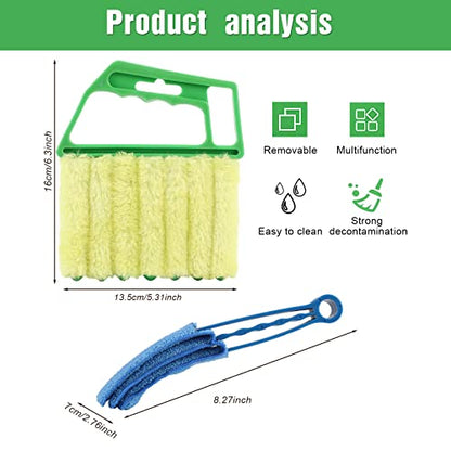 2Pcs Window Venetian 7 Finger Dusting Cleaner Tool and 1Pc Window Blind Duster Brush Hand-Held Window Shutters Venetian Shades Brush Air Conditioner Duster Dirt Cleaner - color: Blue