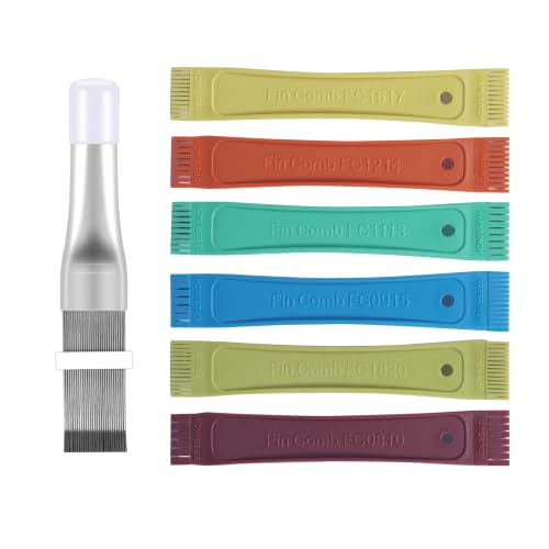 7 Pcs Air Conditioner Fin Comb Cleaner kit AC Coil Cleaning Brush 6 Different Fin Combs Condenser Fin Straightener AC Evaporator Comb Radiator Repair Clean Tool (Multicolor 7pcs) - color: Multicolor 7pcs