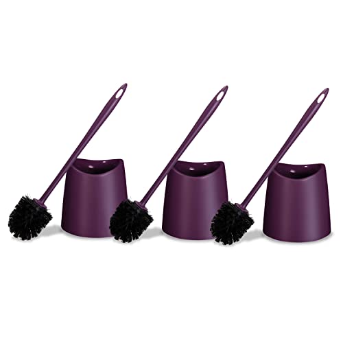 Toilet Brush Cleaner and Holder Purple 3 Pack Toilet Bowl Cleaner Brush with Scrubbing Wand, Brush and Storage Caddy for Easy Bathroom Cleaning - color: Purple, size: 3 Pack