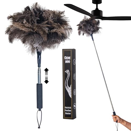 Ostrich Feather Duster for Electronics, Keyboard – Soft Dusting Tool for Screen, Fragile Items, Office, Home Cleaning (A12- Black Handle) - color: Black-a1