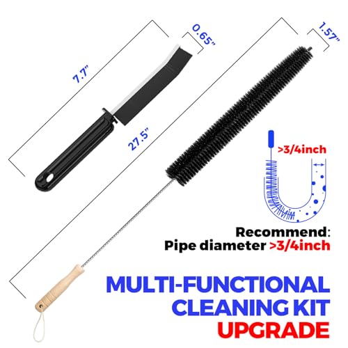 Holikme Dryer Vent Cleaner Kit - Flexible Lint Brush Remover Cleaning Tool | 27.5in flexible 304 steel shaft & nylon bristles, removes lint dust pet hair for vent, fridge coil & tight corners
