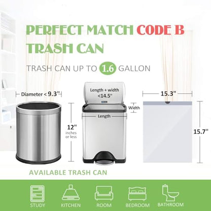 1.6 Gallon Small 220 Counts Strong Drawstring Trash Bags Garbage Bags by Teivio, Bathroom Trash Can Bin Liners, Plastic Bags for home office kitchen, White - style: 220-1.6 Gallon-White