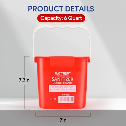 Matthew Red&Green&Blue Detergent and Sanitizing Cleaning Bucket 6 Quart Cleaning Pail,Set of 3 Square Containers,Built-In Spout w/Handle,Wash Rinse Sanitize Handwash Bucket,Incl.3Pcs Microfiber Cloths - color: Red&green&blue, size: 6 Quarts-3Pack