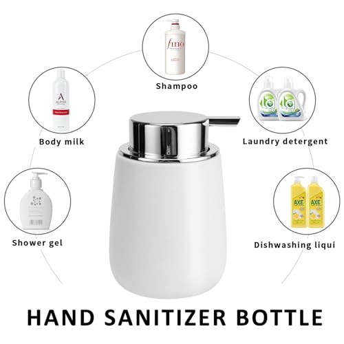 Soap Foaming Dispenser Ceramic with Easy-to-Press Pump Hand Foam Dispenser for Shampoo Bathroom Kitchen 12 oz - color: Foam-silverwhite