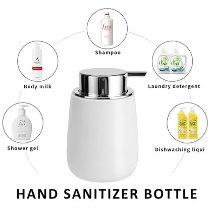 Soap Foaming Dispenser Ceramic with Easy-to-Press Pump Hand Foam Dispenser for Shampoo Bathroom Kitchen 12 oz - color: Foam-silverwhite