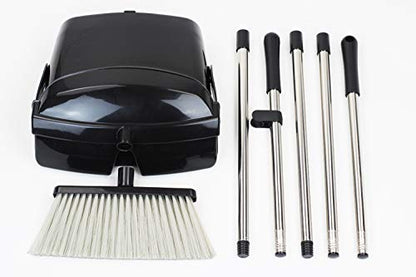 Broom and Dustpan Commercial Long Handle Sweep Set and Lobby Broom Upright Grips Sweep Set with Home Kitchen Room Office and Lobby Floor Black
