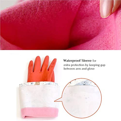 Myungjin Fleece-Lined, Flock Lining, Insulated Medium Cuff, Reusable Waterproof Household Dishwashing Non-Slip Cleaning Latex Rubber Gloves (2 Pairs)