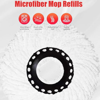 4 Pack Spin Mop Replacement Head for 360° Spin Mop System, Standard Size Round Shape Mop Head Replacement,Spin Mop Refills Replacement Head Microfiber, Machine Washable and Easy Cleaning