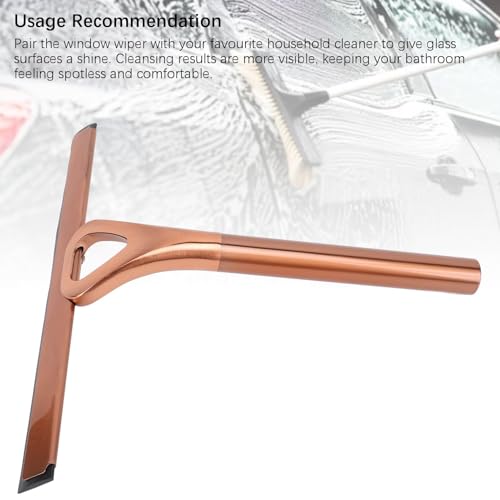 304 Stainless Steel Shower Squeegee for Glass Doors, Silicene Window Mirror Wiper with Hook Bathroom Shower Door Cleaning Tool (Antique Bronze) - size: Antique Bronze