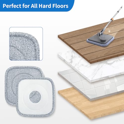 6Pcs Spin Mop Pads Compatible with Spin Mop and Bucket System True & Tidy True Clean Mop and Bucket System, 8.26X8.26 Size Spin Mop Replacement Pads
