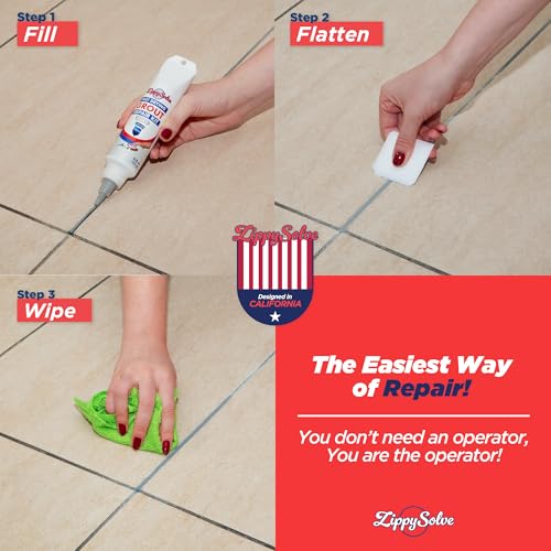 ZippySolve Tile Grout, Repair Kit,Restore & Renew Tile Joints Line, Fast Drying Grout Paint Squeeze Tube for Bathroom Shower Kitchen Floor, Waterproof (8.8 oz) (Grey) - style: Grey