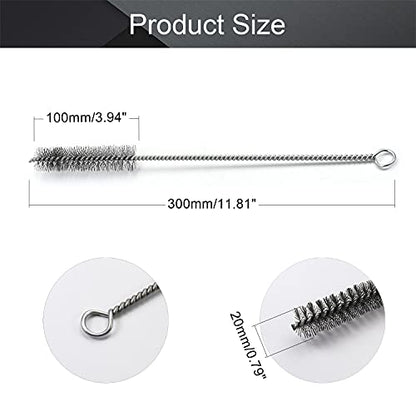 Utoolmart Wire Tube Brushes, Stainless Steel Bottle Bristle Cleaning Spiral Power Pipe Brush,0.8-inch Diameter 12-inch Length, Long-Handle Cleaner for Auto Parts, Bottles,Tubes, Keyboards,Glass - color: 5pcs, size: 2cm