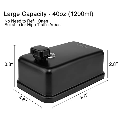 Wall Mounted Hand Soap Dispenser Bathroom, 1200ml 40oz Commercial Stainless Steel Black Liquid Soap Dispenser Wall Mount (Vertical Black) - color: Vertical Black