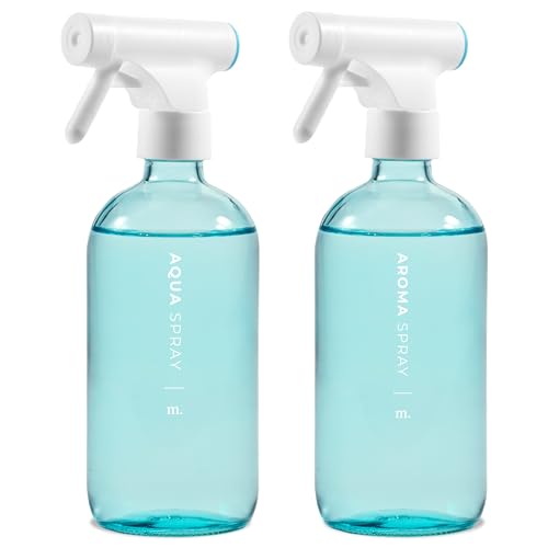 MAISONOVO Blue Glass Spray Bottles 16 Oz Pack of 2 - Blue Spray Bottle for Plants with Fortified Glass & Fine Mist - Ideal for Plant Care, Gardening, Misting, Seedlings & Indoor Plants - 16 Labels - color: Blue