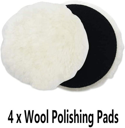 IPELY 6 Pcs 7 Inch Wool Polishing Buffing Pad Polishing Buffing Wheel for Drill Buffer Attachment with M14 Drill Adapter - size: 6 Pcs 7 Inch