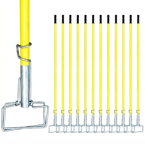 Spring Grip Mop Handle for Holding Wet Mops, Durable 60" Fiberglass Mop Handle Replacement for Floor Cleaning & Daily Cleaning, for Homeowners, Janitorial Staff & Small Business Owners - color: Yellow FiberGlass, size: 12pack (Spring Grip )