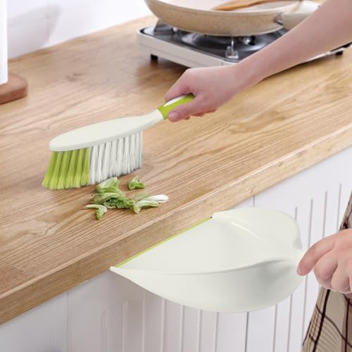 NACENA Dust Pan and Brush Set, Large Hand Broom and Dustpan Set Large Brush and Dustpan Set for Camping Broom and Dustpan Combo for Daily Cleaning Pet Hair Office Home Car, Yellow & Green - color: Yellow & Green