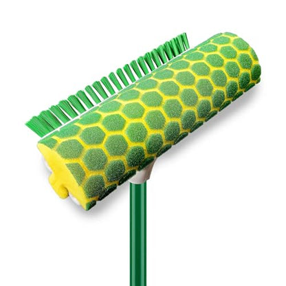Sponge Mop with Built-in Scrub Brush, Heavy-Duty for Deep Cleaning, Durable Handle, Ideal for Tile/Marble/Wood Floors
