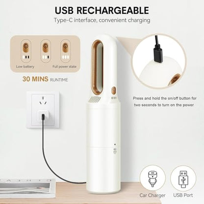 Handheld Vacuum Cleaner, 2-in-1 Mini Cordless Vacuum Cleaner, USB Rechargeable Car Vacuum Portable, Quickly Dust Removal, for Hardwood Floor, Carpets, Pet Hair, Car, Office & Home Cleaning