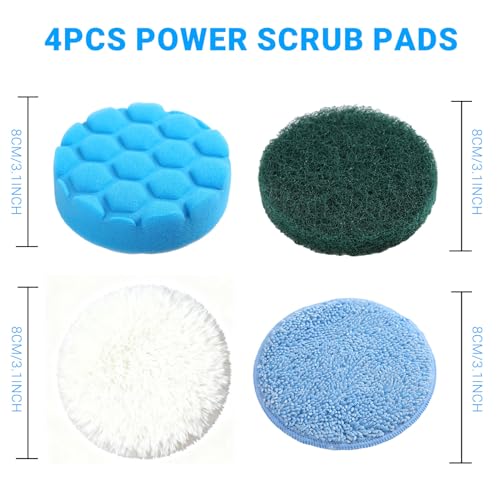 Replacement Brush Heads, 4-Pack Multi-Surface Spin Scrubber Heads for Cordless Electric Power Scrubber, Cleaning Pads for Bathroom, Kitchen, Tile, Bathtub, Car Detailing & Floor