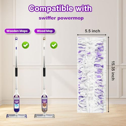 Pure Realm 20 Count Disposable Power mop Pads Compatible with Swiffer Power mop Refills and Wood PowerMop, Multi-Surface swiffer Wet Pads Refills Replacement Use for Floor Cleaning - color: Purple 20 Mop Pads