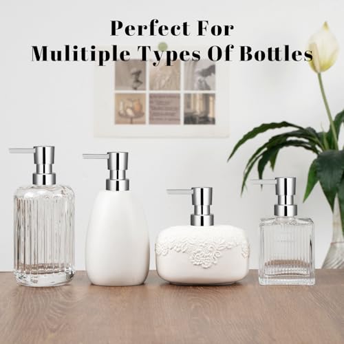 2 Pack Soap Dispenser Pump Replacement 28/400 Thread Lotion Pump Head for Regular Mouth Refillable Bottles for Kitchen & Bathroom(Silver) - color: Silver-3