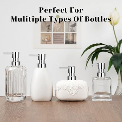 2 Pack Soap Dispenser Pump Replacement 28/400 Thread Lotion Pump Head for Regular Mouth Refillable Bottles for Kitchen & Bathroom(Silver) - color: Silver-3