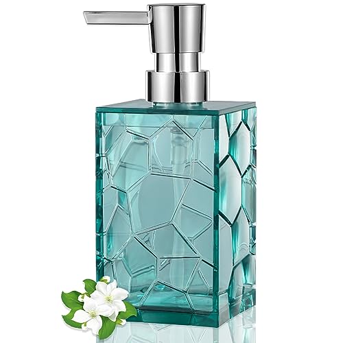 Hand Soap Dispenser, Clear Acrylic Plastic Liquid Pump Bottles Refillable Lotion Dispenser for Bathroom Decor Kitchen College Dorm, Teal - color: Clear Teal, size: 1 Pack