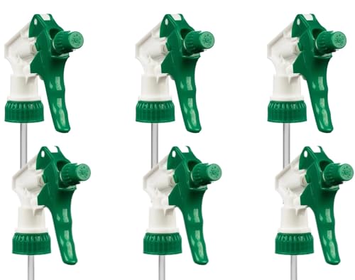 Heavy Duty Universal Trigger Sprayer Replacement for 32 oz Sprayer Bottles, 9 1/4" Dip Tube, 28-400 Neck Finish - 6 Pack (Green) - color: Green