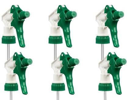 Heavy Duty Universal Trigger Sprayer Replacement for 32 oz Sprayer Bottles, 9 1/4" Dip Tube, 28-400 Neck Finish - 6 Pack (Green) - color: Green