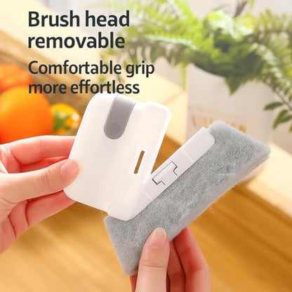 2 in 1 Window Track Cleaning Brush, Detachable Groove Cleaning Tool with Scrub Pad for Sliding Door Track Window Frame Gap Cleaning (Gray) - color: Gray