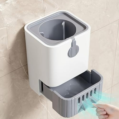Wall Mounted Toilet Brush, 20.87" Long Handle Bathroom Brush Holder, Compact Space Saving Toilet Bowl Brush for Deep Cleaning, White Plastic Brush with Ventilated Base