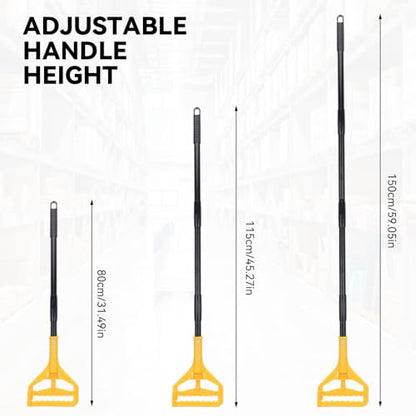 Mop Handle Commercial Heavy Duty - 57 Inch Industrial Metal Mop Stick Replacement for Floor Cleaning - Professional Mops Head Replacement Holder - color: Black 1 - Plastic Clamp