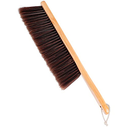 Hand Broom,Horse Hair Brushes,Soft Horsehair Upholstery Brush with Handle,Shop Brush Dustpan,Foxtail Broom,Dust Broom for Bench/Couch/Furniture/Couch/Counter/Bed/Fireplace Ash Dusting,Duster Cleaning