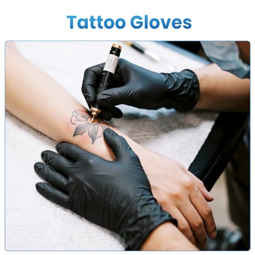 Borje Nitrile Gloves Large, 100 Count Disposable Gloves, Black, Latex-Free Powder-Free, Medical Exam, Food Safe, Cleaning, Cooking - size: Large, style: Black of 100