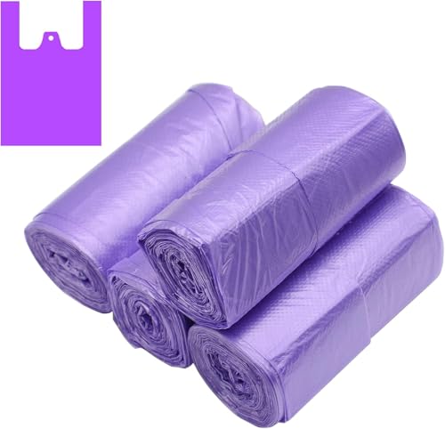 100 Counts 4 Gallon Trash Bags, 23.6 Inch x 17.7 Inch Kitchen Small Garbage Bags with Handles for Bathroom, Household Contractor Bags (Purple)