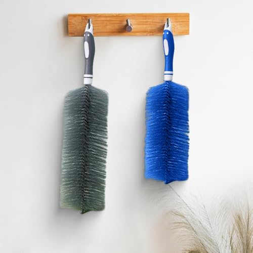 2026 Upgraded Fan Cleaner Brush – Bendable Dusting Tool for Blinds & Electronics, Reusable Microfiber Dust Collector, No-Disassembly Deep Cleaning for AC, Vents (Blue) - color: Blue