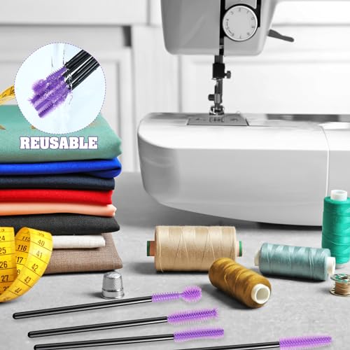 20 Pcs Nook and Cranny Sewing Machine Cleaning Brushes for Quilting Supplies Reusable Silicone Dense Bristles Cleaning Brushes for Sewing Machine Internal and Spool Area(Black, Purple) - color: Black, Purple