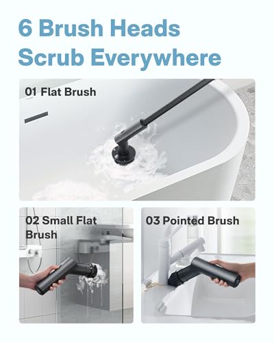 HOTO 3 Pcs Replacement Brush Heads for Cordless Spin Scrubber, Suitable for HOTO Electric Scrubber Only, Power Cleaning Brushes for Bathroom Floor Tile