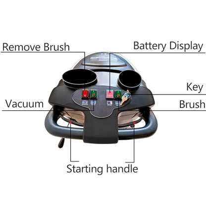 Battery Powered Walk Behind Floor and Carpet Scrubber Buffer Polisher, 19" Brush, 30" Squeegee Width, 13.5 gal Tank, Dual Brushes (Hard & Soft) and 3 Scouring Pads, 220 RPM - size: 19" Manual