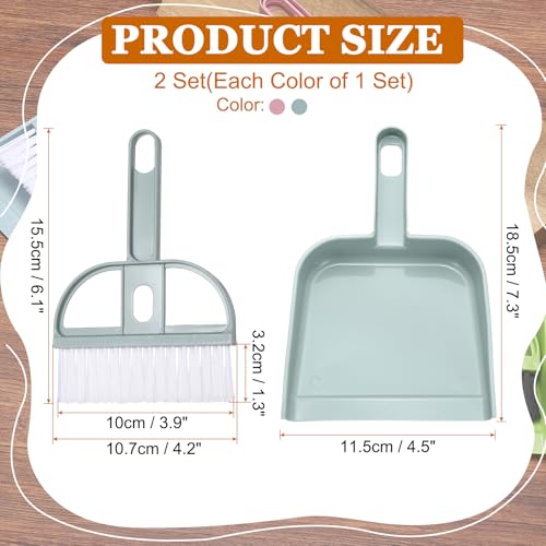 uxcell 2 Pcs Mini Dustpan and Brush Set, Small Broom and Dustpan Set for Home Office Tabletops Sofas Keyboards Cleaning, Pink/Blue - color: Pink/Blue