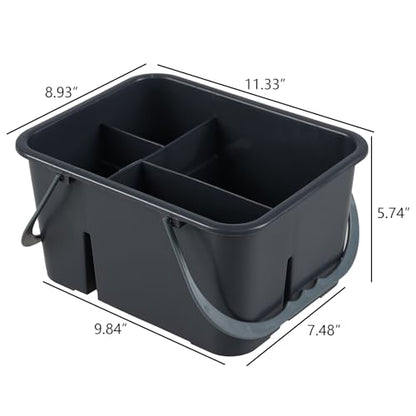 Plastic Divided Caddy Organizer with Handle, 4-Compartment Plastic Cleaning Caddy, Drak Gray, F