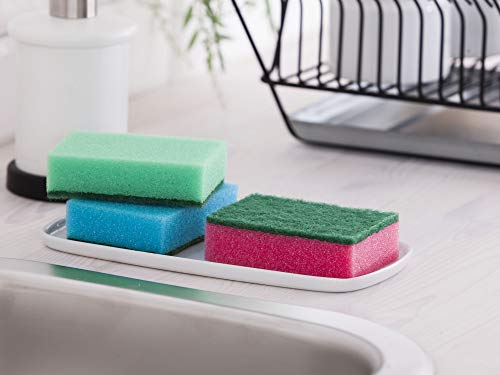 York Scouring Sponge Non-Abrasive Cleaning Scouring Heavy-Duty Scrub Sponge for Kitchen Scratch Proof Utensil Scrubber Pads for Pots, Pans, Non-Stick Cookware Sponge for Kitchen-5 Piece Multicolour