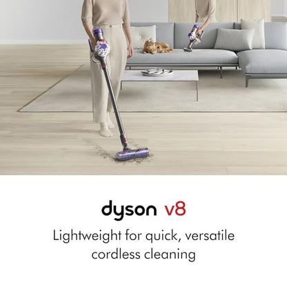 Dyson V8 Cordless Vacuum, Cleans Hard Floors and Carpets, Detangles, Converts to Handheld, 115AW, 2 Power Modes, Up to 40 Minutes¹ - style: V8