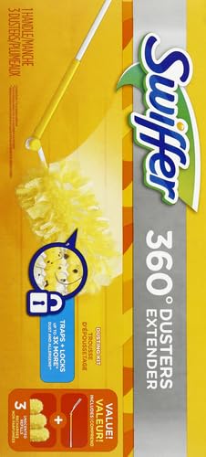 Swiffer Duster Kit with 3 ft Extendable Handle, Heavy Duty Dusting Starter Kit with 3 Refills, for Ceiling Fans, Vents and Hard to Reach Places (Pack of 6) - size: 4 Piece Set (Pack of 6)