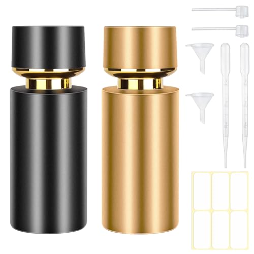 2pcs 50ml Glass Spray Bottle for Perfume,Refillable Travel Perfume Atomizer Bottles,Black&Gold Portable Cologne Atomizer Empty Bottle.(Black&Gold) - color: Black & Gold