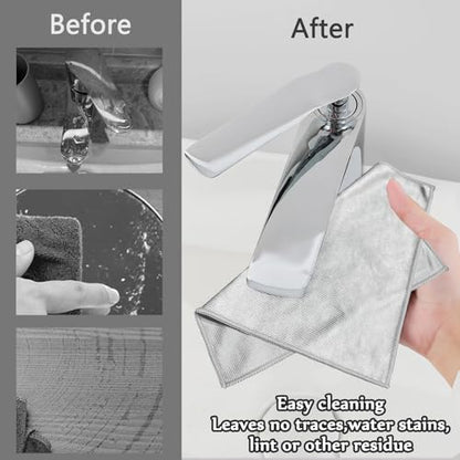 XANGNIER Microfiber Glass Cleaning Cloths,8 Pack Streak Free Miracle Cleaning Cloth,Reusable Lint Free Cleaner Towels for Kitchen,Windows,Mirror,Glasses,Car Windshields,Stainless Steel,11.8"×11.8" - color: Sliver-grey