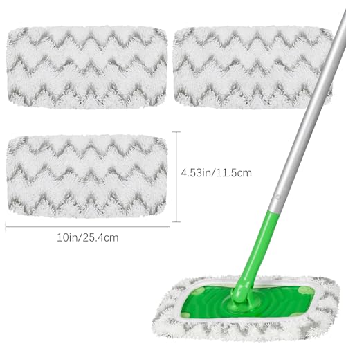 2 Pack White Thickening Reusable Microfiber Mop Pads Replacement, Wet and Dry Flat mop Cover, Washable Wet Pads Refill for Surface/Hardwood Floor Cleaning (Mop is Not Included)