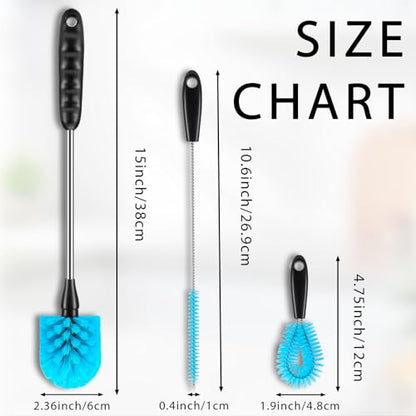 Bottle Brush Cleaner Kit, Water Bottle Washer & Cup Scrubber Brush Set | Bottle Cleaning Brush Set with Straw, Glass Water Bottle Washer and Cup Scrubber Kit for All Bottles